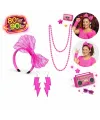 80’ler 90’lar Neon Pembe Parti Seti – Kolye Küpe Taç