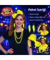 80’ler 90’lar Neon Sarı Parti Seti – Kolye Küpe Taç