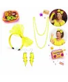80’ler 90’lar Neon Sarı Parti Seti – Kolye Küpe Taç