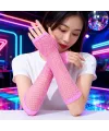 80’ler 90’lar Retro Neon Pembe File Parmaksız Eldiven 26 cm