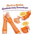80’ler 90’lar Retro Turuncu File Parmaksız Eldiven 26 Cm