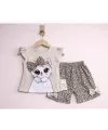9/24 Ay Leopar Kedi Baskılı Bebek Takımı