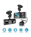 A98 Tipi Wifi Full Hd 3 Kameralı Araç İçi Güvenlik Kamerası Gece Görüşlü G Sensörlü