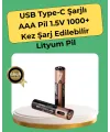 Aaa Boyutunda Usb Şarjlı Pil – Kompakt Tasarım, Geniş Uyumluluk