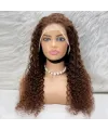 Afro Dalga Front Lace Gerçek Tül Peruk - Açık Kahve - 70-75cm