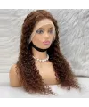 Afro Dalga Front Lace Gerçek Tül Peruk - Açık Kahve - 70-75cm