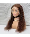 Afro Dalga Front Lace Gerçek Tül Peruk - Açık Kahve - 70-75cm