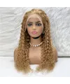 Afro Dalga Front Lace Gerçek Tül Peruk - Altın Karamel - 70-75cm