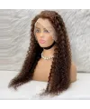 Afro Dalga Front Lace Gerçek Tül Peruk - Koyu Kahve - 70-75cm