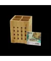 Ahşap Bambu 4 Bölmeli Kaşıklık Organizer (11x11 cm, Pencereli)