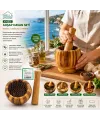 Ahşap Bambu - Çizgili Havan Sarımsak Dövecek Ç: 8cm--d: 7cm--y:10.5cm Fileli Ambalaj