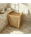 Ahşap Bambu Kirli Çamaşır Sepet Kumaş Çantalı Sepet=40x35x60cm