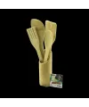 Ahşap Bambu Mutfak Servis Seti 5 Parça (Kaşık, Çatal, 2 Spatula, Stand) 27.5/30 cm