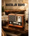 Ahşap Görünümlü Retro Bluetooth Radyo Usb,aux Ve Sd Kart Girişli