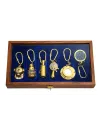 Ahşap Kutulu Denizci Temalı Pirinç Anahtarlık Seti Key-0285