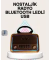 Ahşap Nostaljik Radyo Bluetooth Usb Sd Kart Destekli