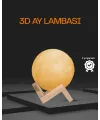 Ahşap Standlı 3d Baskı Ay Lambası 16 Renkli Ve Şarjlı