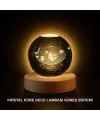 Ahşap Standlı Led Kristal Küre Lazer İşlemeli Dekoratif Obje