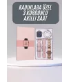 Akıllı Saat 3 Kordonlu Ve Aksesuarlı Bayanlar Için Şık Rose Renk
