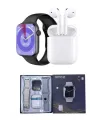 Akıllı Saat Gümüş Kasa Bluetooth Kulaklık Hediyeli Çok Fonksiyonlu İkili Set