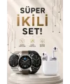 Akıllı Saat Ve Kulaklık Seti Dokunmatik Ekran 5.0 Bluetooth Bağlantılı Sesli Görüşme