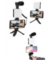 Akıllı Telefon Vlog Kiti Tripod Mini Mikrofonlu Telefon Tutucu