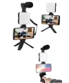 Akıllı Telefon Vlog Kiti Tripod Mini Mikrofonlu Telefon Tutucu