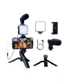 Akıllı Telefon Vlog Kiti Tripod Mini Mikrofonlu Telefon Tutucu