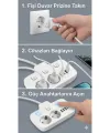 Akım Korumalı 2500W Güçlü 3 USB + Type-C Portlu Çoklu Priz | Hızlı Şarj, Çocuk Kilidi, 2 METRE