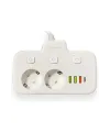Akım Korumalı 2’li Ayrı Anahtarlı Priz, 2x Priz, 3x Usb, 1x Type-c, 2 Mt Kablo, Hızlı Şarj