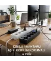Akım Korumalı 4’lü Priz 2xusb 2xtype-c Çıkış Yüksek Gerilim Koruma Priz Çoğaltıcı
