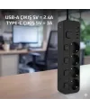 Akım Korumalı 4’lü Priz 2xusb 2xtype-c Çıkış Yüksek Gerilim Koruma Priz Çoğaltıcı