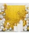 Altın Gold Renk Dikdörtgen Kesim Parlak Sim Görünümlü Fon Perde Dekor 1x2 Metre