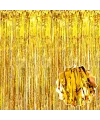 Altın Gold Renk Ekstra Metalize Parlak Saçaklı Arka Fon Perde İthal A Kalite 1x2 Metre