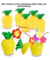 Ananas Hawaii Luau Aloha Pipetli İçecek Kabı Bardak 10x13 Cm 1 Adet