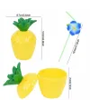 Ananas Hawaii Luau Aloha Pipetli İçecek Kabı Bardak 10x13 Cm 1 Adet