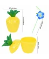 Ananas Hawaii Luau Aloha Pipetli İçecek Kabı Bardak 10x13 cm 1 Adet