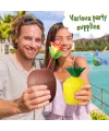 Ananas & Hindistan Cevizi Tasarımlı Pipetli Bardak Seti (6 Adet)