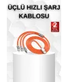 Android ve İOS Uyumlu 180 Derece Type-c Şarj Kablosu