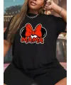 Anneler Günü Hediye Anne Temalı Baskılı Oversize Bisiklet Yaka T-shirt - Siyah