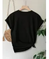Anneler Günü Hediye Anne Temalı Baskılı Oversize Bisiklet Yaka T-shirt - Siyah