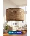 Antik Çağ Hasır Kumaş Başlıklı Sarkıt Avize 35 CM