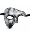 Antik Eskitme Gümüş Erkek Yarım Maske - Phantom & Balo Maskesi