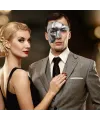 Antik Eskitme Gümüş Erkek Yarım Maske - Phantom & Balo Maskesi