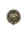Antika Tarz Dekoratif Pirinç Aslan Kapı Tokmağı, Taktak - 185 mm, Antik