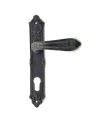 Antika Tarz Dekoratif Pirinç Çiçekli Banyo Kapı Kolu - 240x40 mm, Oksit