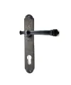 Antika Tarz Dekoratif Pirinç Taşra Banyo Kapı Kolu - 220x35 mm, Oksit