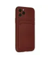 Apple İphone 11 Pro Kılıf Kelvin Kartvizitli Silikon - Bordo