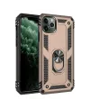 Apple iPhone 11 Pro Max Kılıf Sofya Yüzüklü Silikon Kapak - Gold