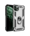 Apple iPhone 11 Pro Max Kılıf Sofya Yüzüklü Silikon Kapak - Gümüş